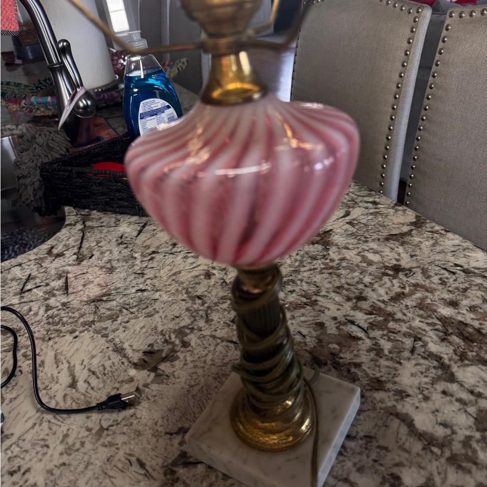 Fenton Pink and Gold Swirl Lamp - Picture 3 of 7
